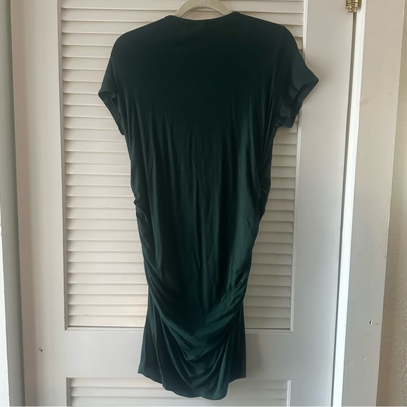 Maternity Size Large Short Sleeve Dress Dark Teal Green Stretchy Knee Length - Picture 3 of 3